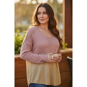 UMGEE Ombre Knit Sweater Oversized Boho Beach Lightweight Casual XL Pink Yellow